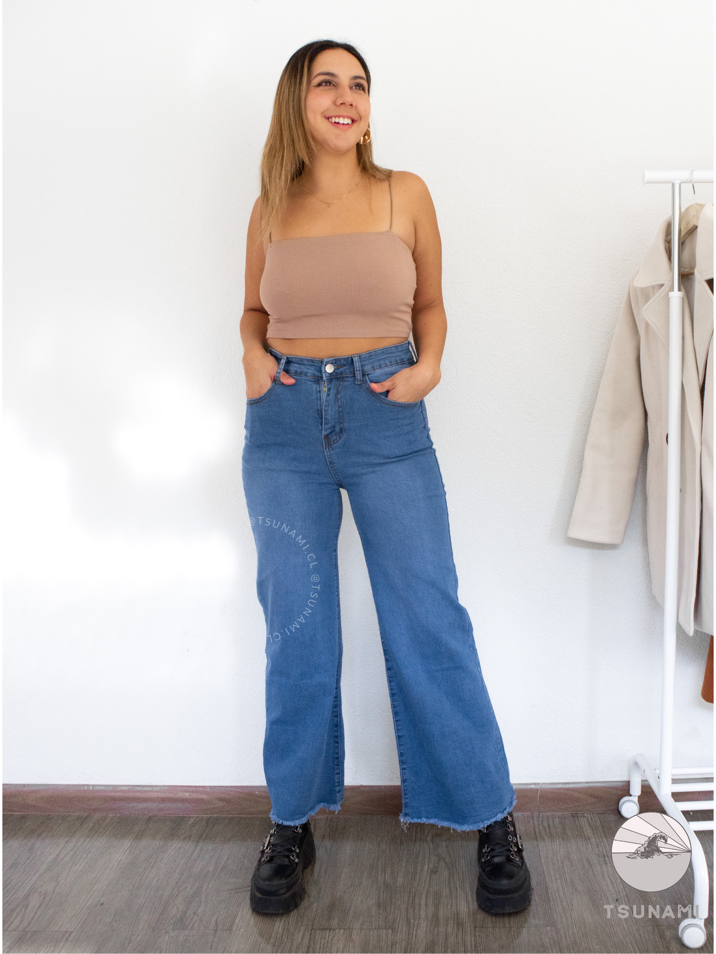 Wide leg mezclilla