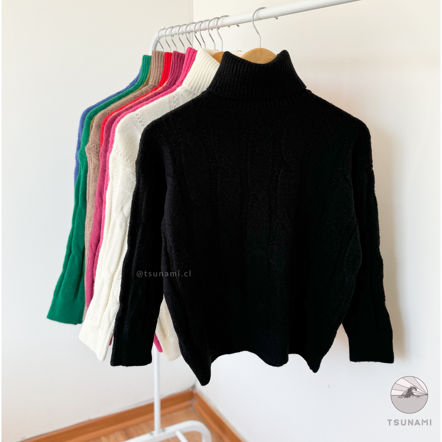 Sueter trenzado cuello alto