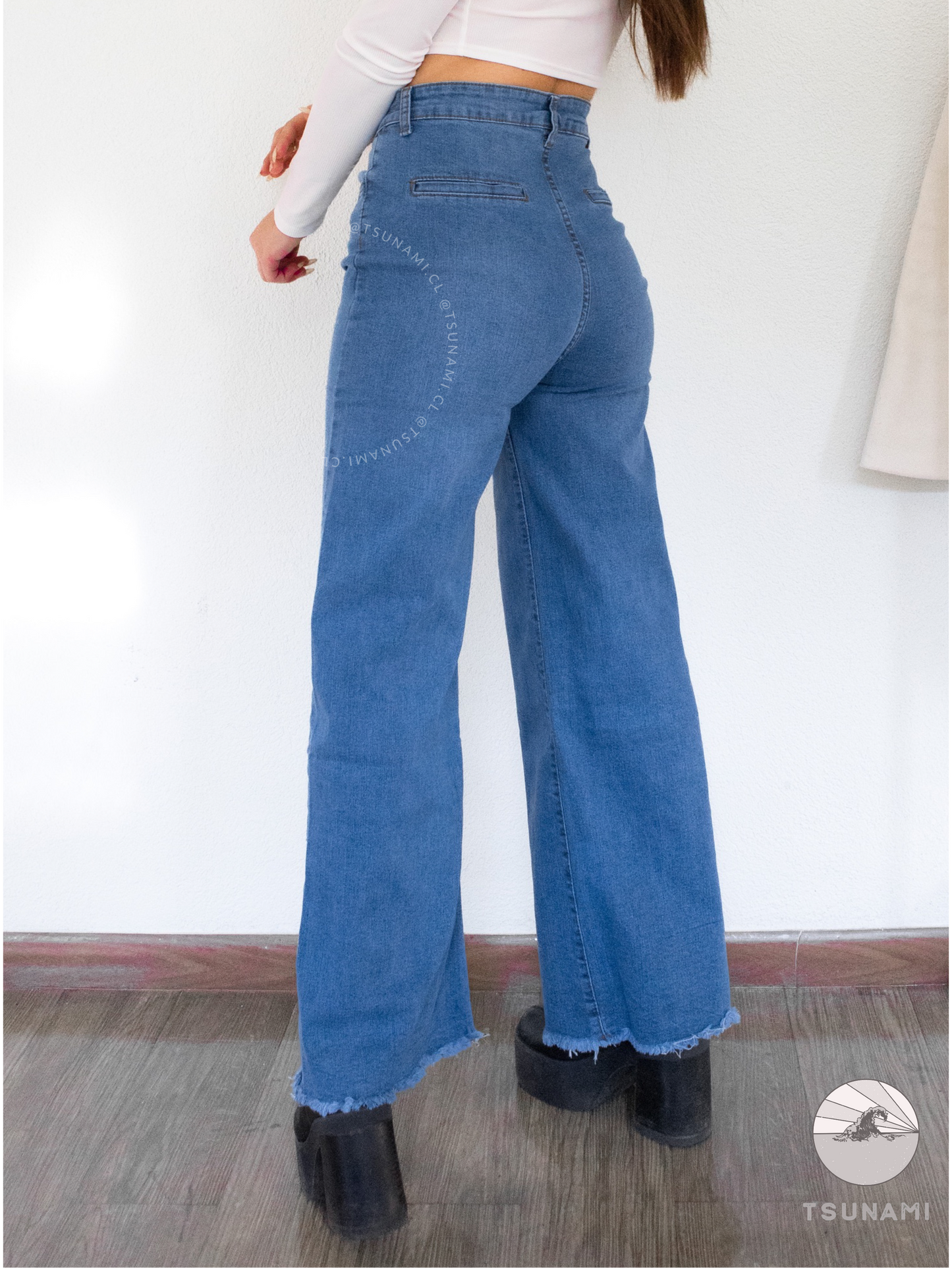 Wide leg mezclilla