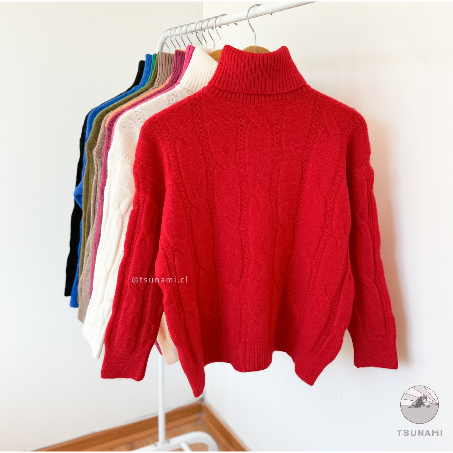 Sueter trenzado cuello alto