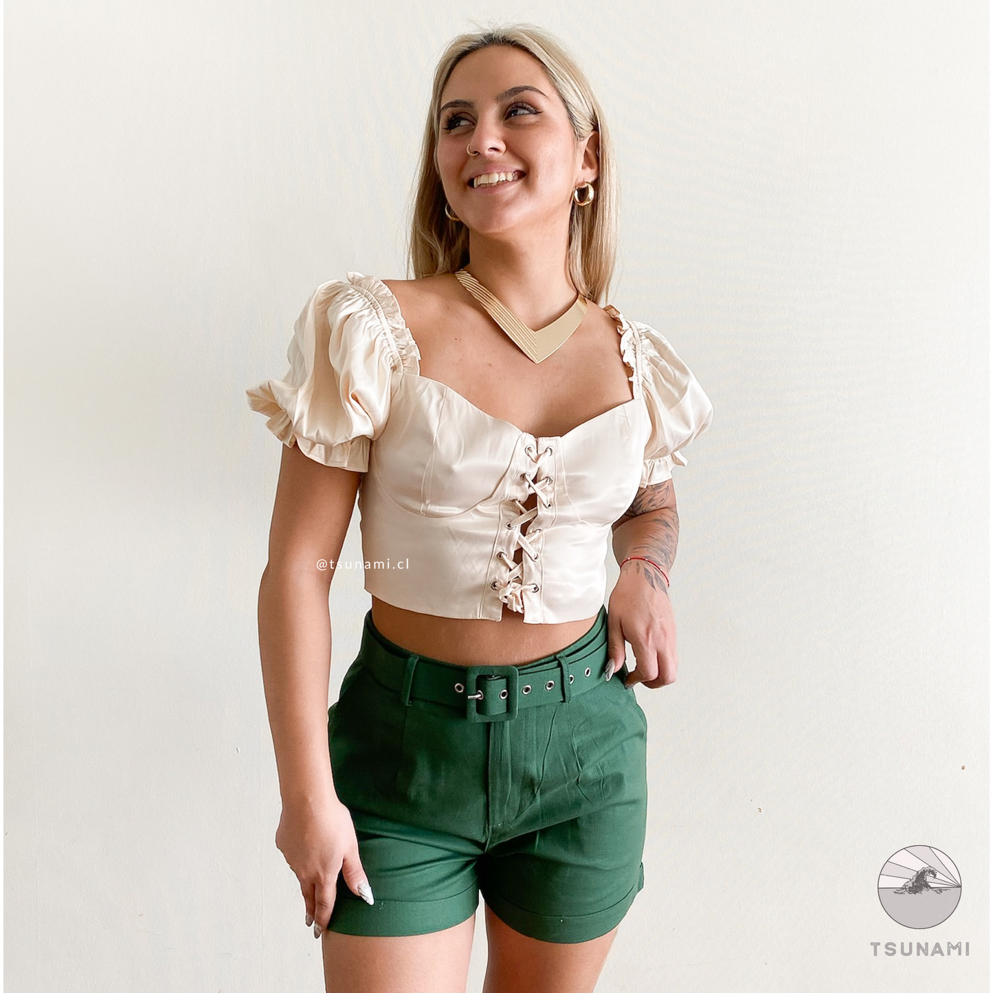 Top satinado manga princesa