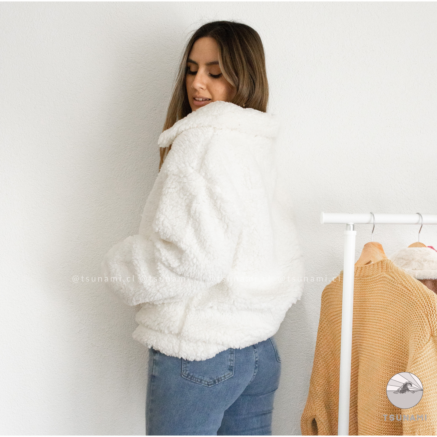 Chaqueta teddy con bolsillos
