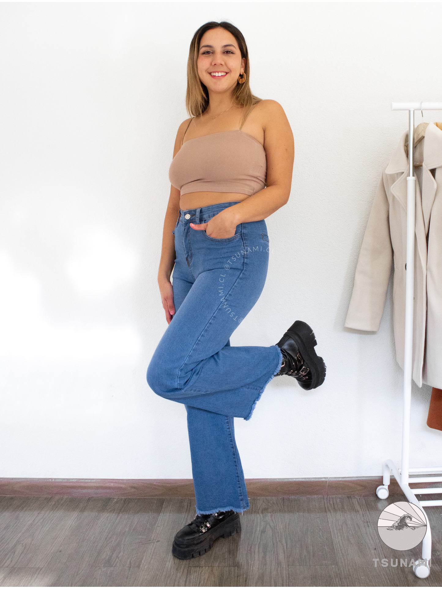 Wide leg mezclilla