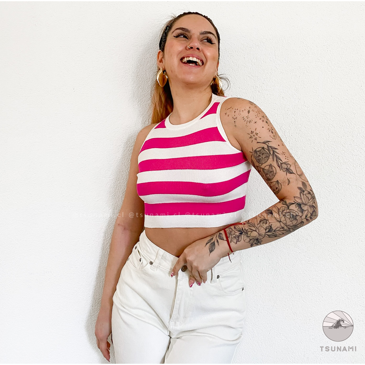 Top halter con franjas