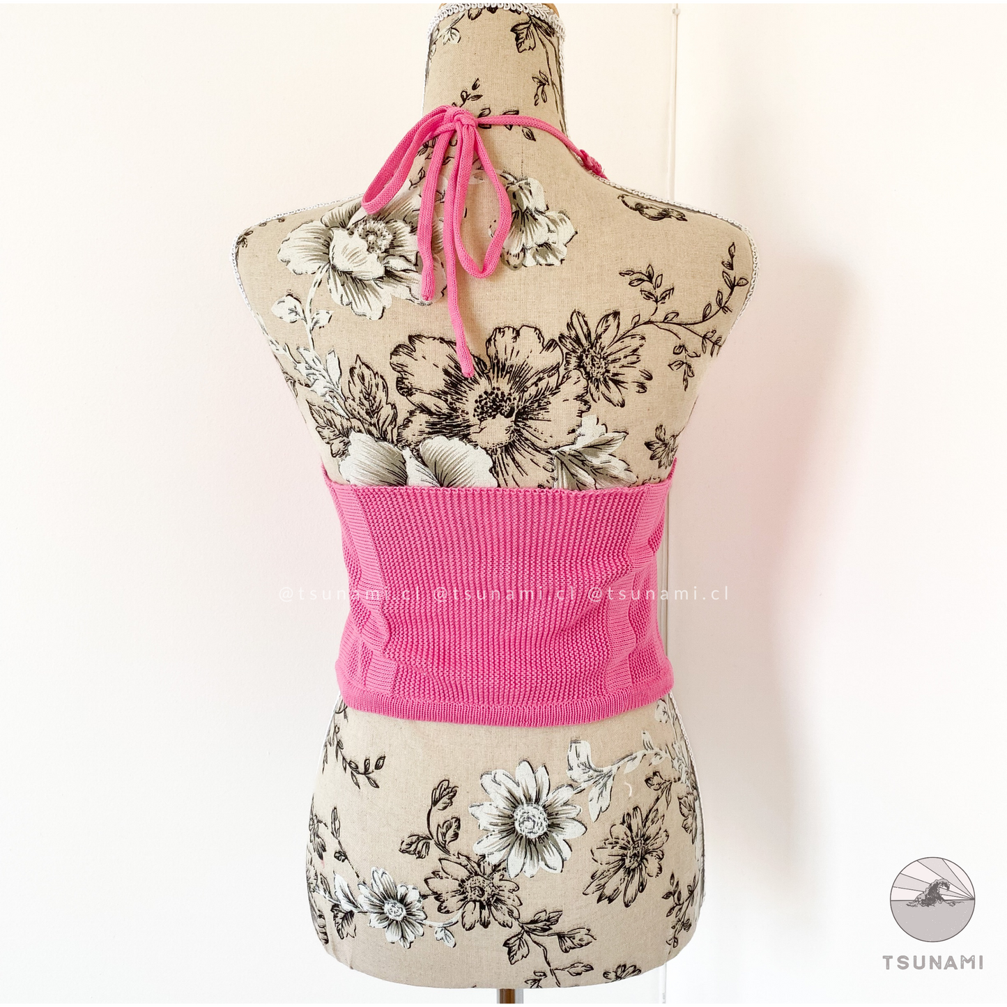 Top tejido halter con lazo