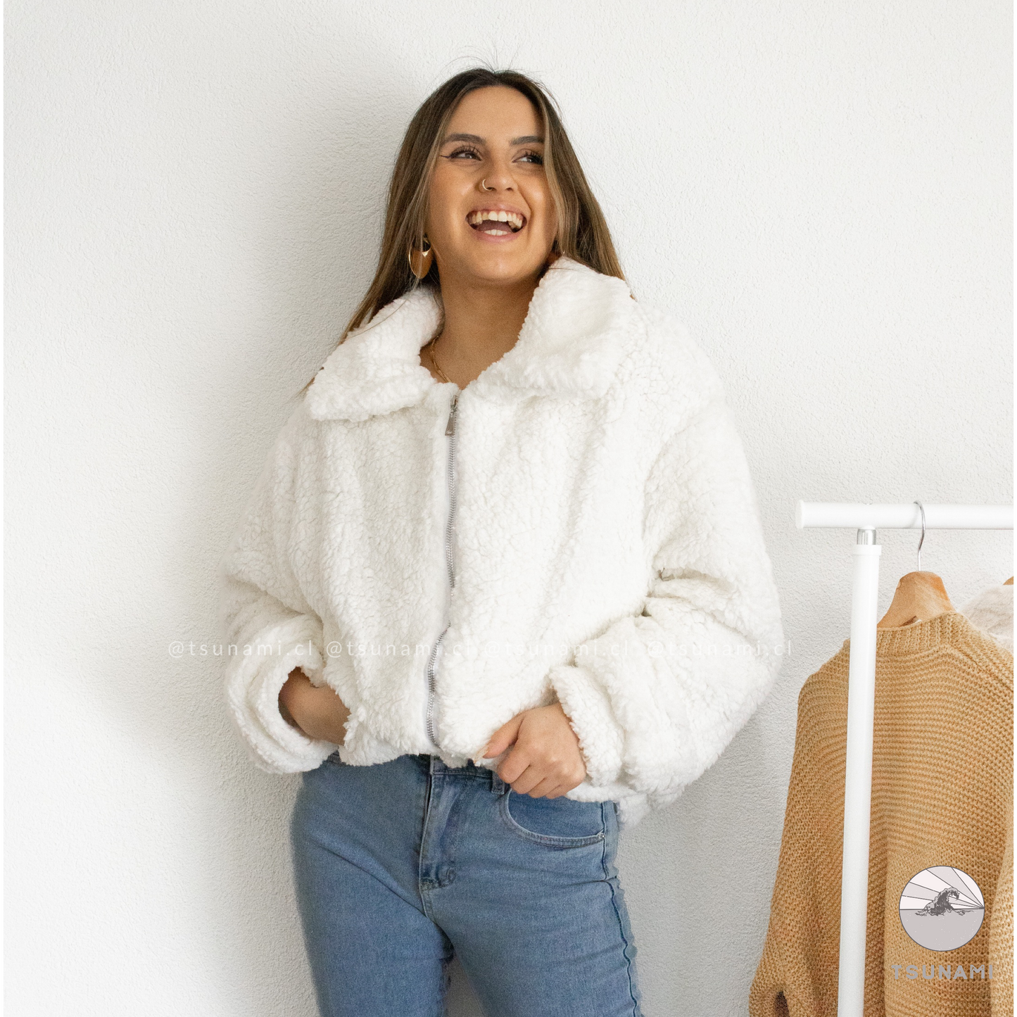 Chaqueta teddy con bolsillos