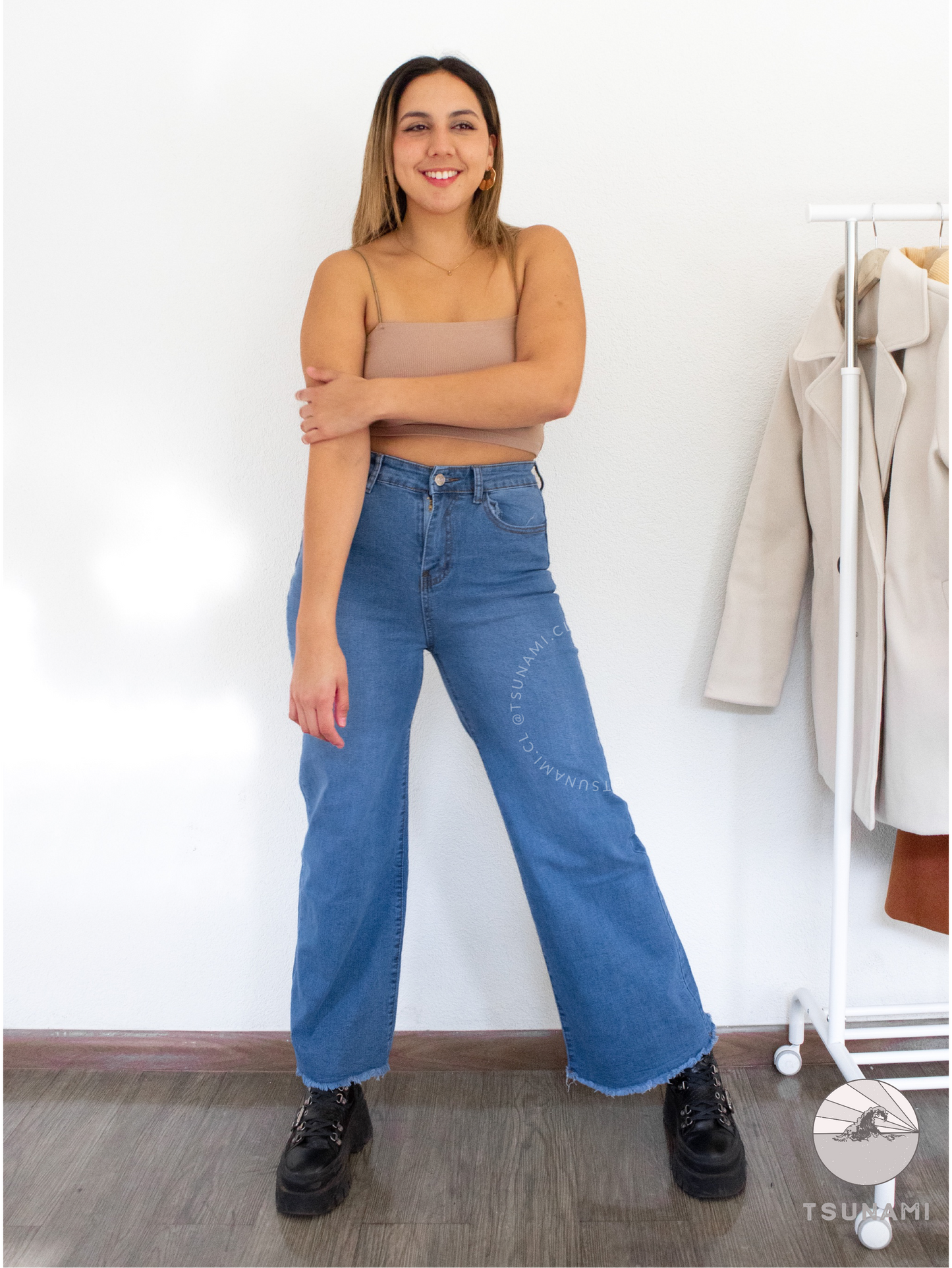 Wide leg mezclilla