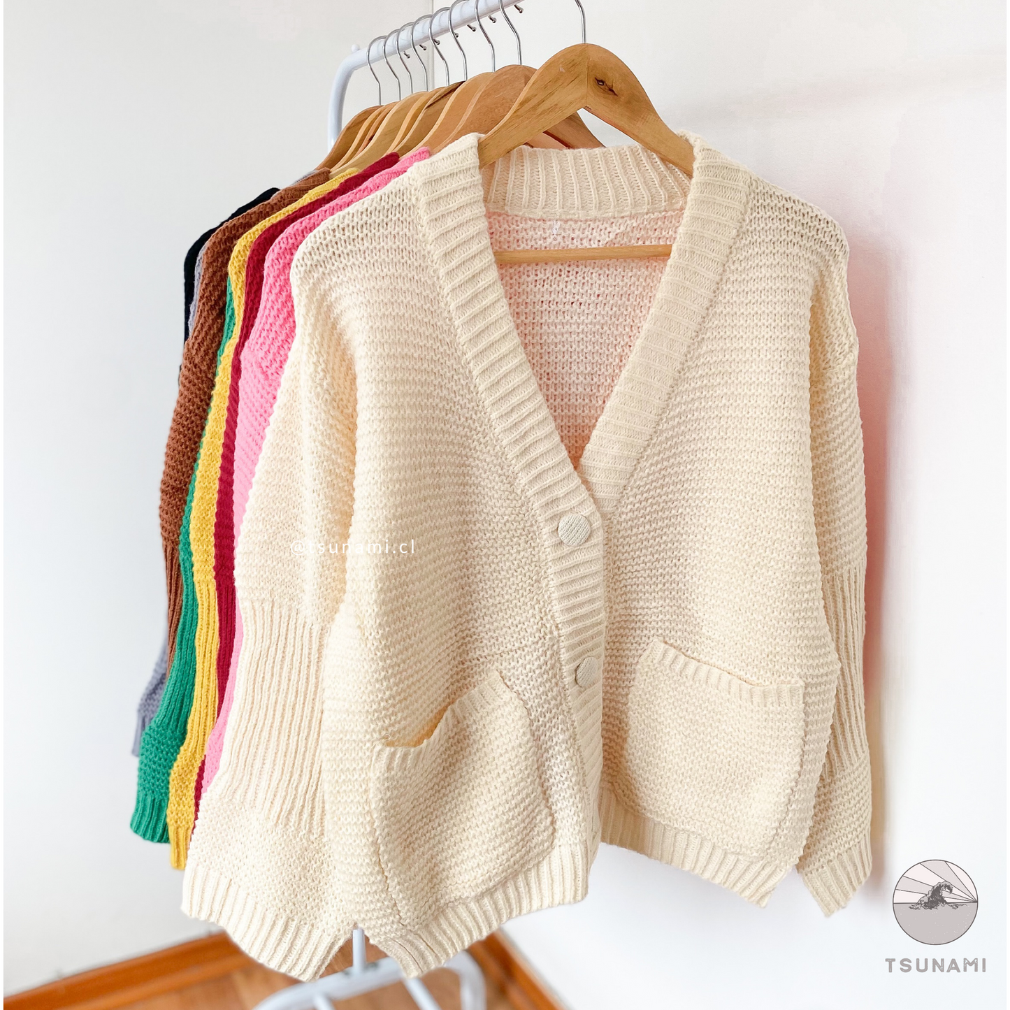 Cardigan abotonado con bolsillos