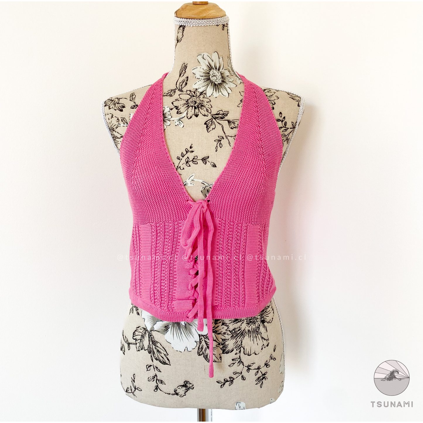 Top tejido halter con lazo