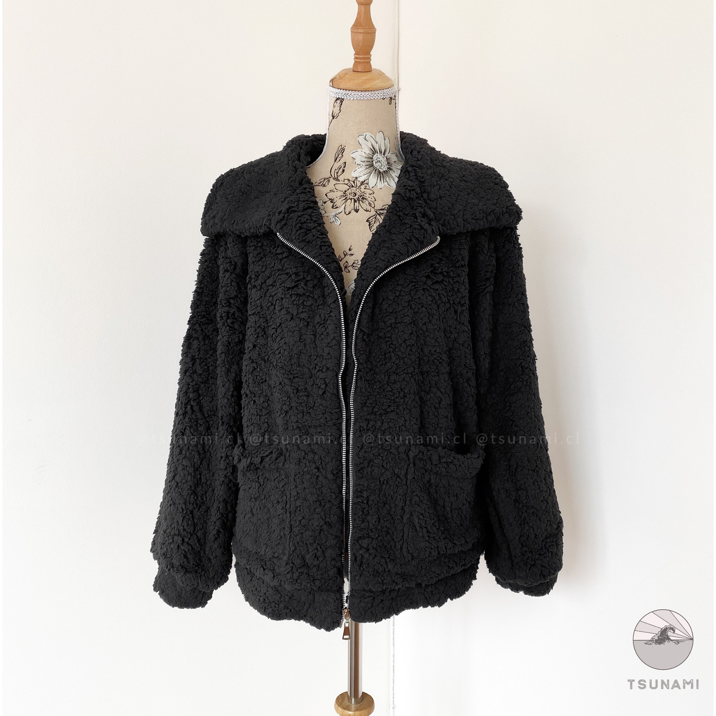 Chaqueta teddy con bolsillos