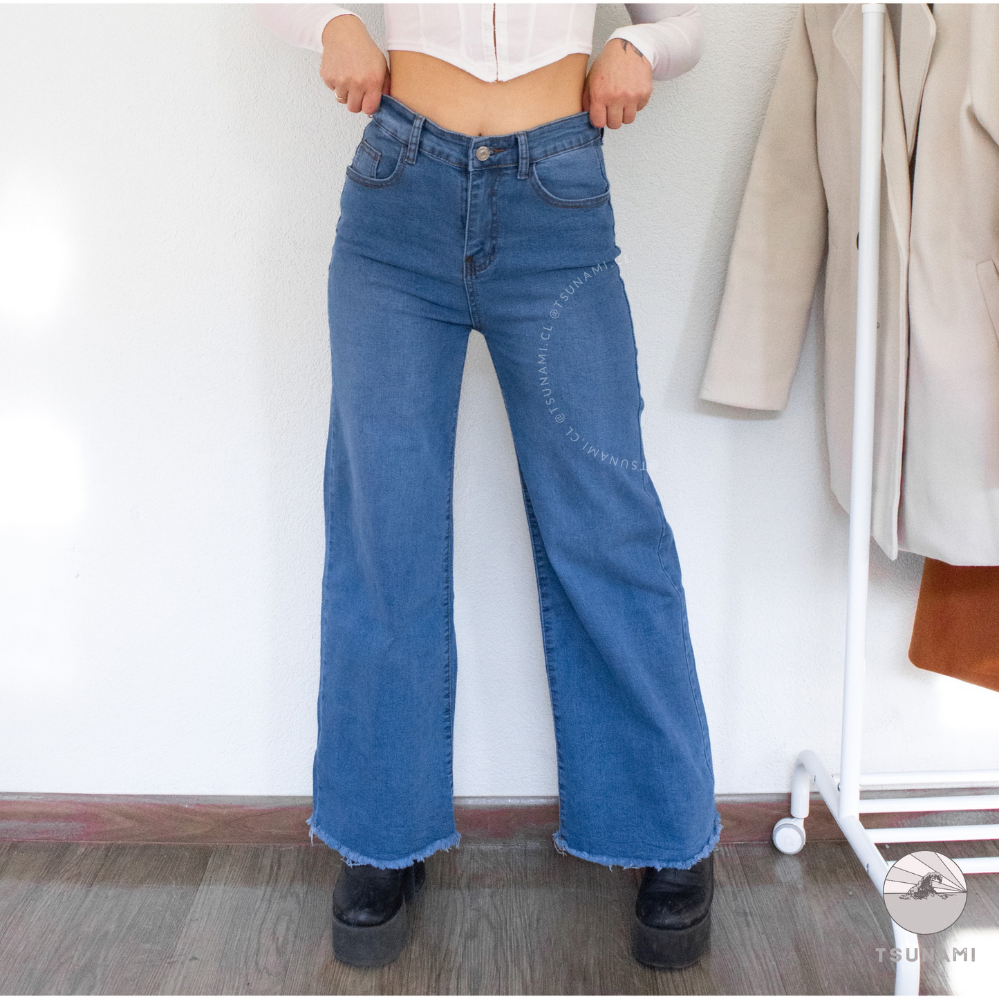 Wide leg mezclilla