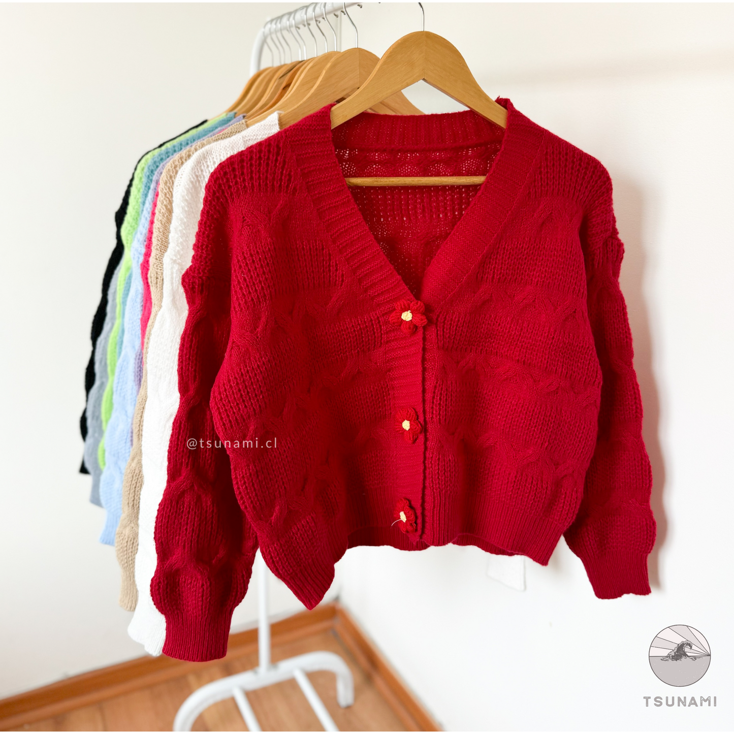 Cardigan con botones de flor