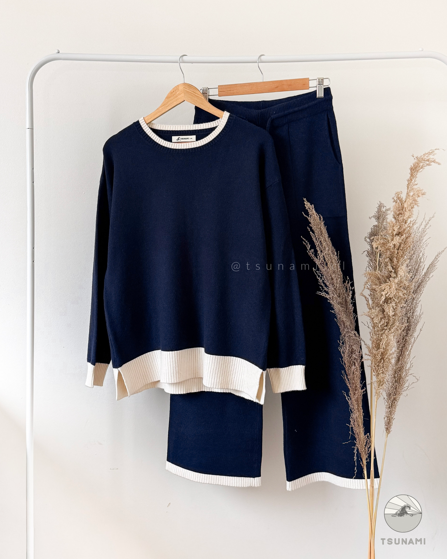 Conjunto Canela | Conjunto tejido bicolor suéter con pantalón