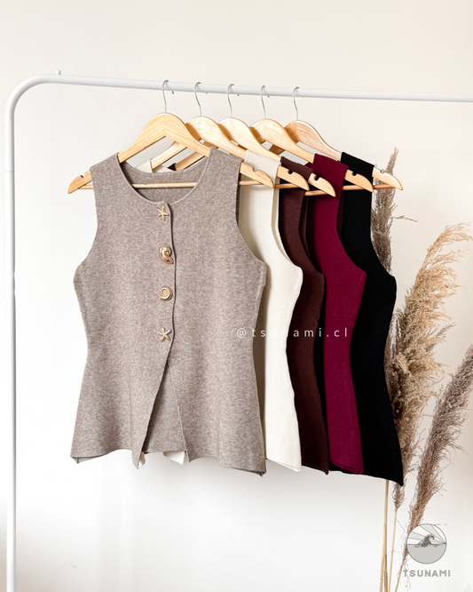 Vest Laurel | Vest tejido con botones dorados