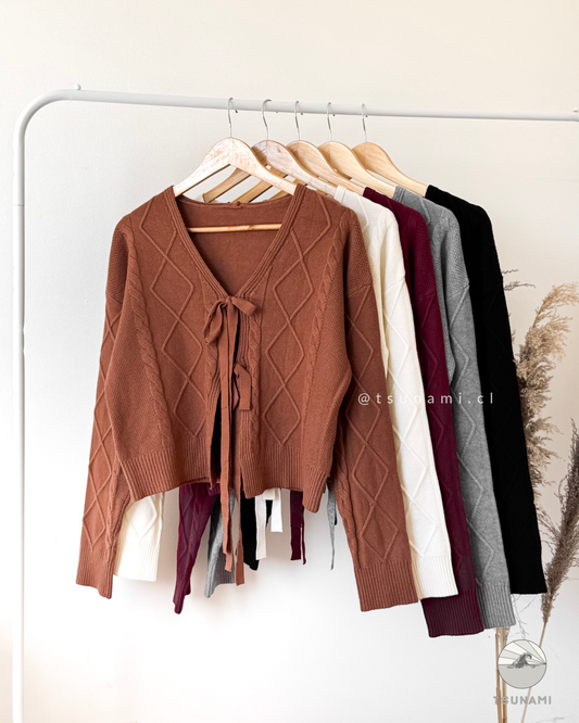 Cardigan Trufa | Cardigan tejido con lazos frontales