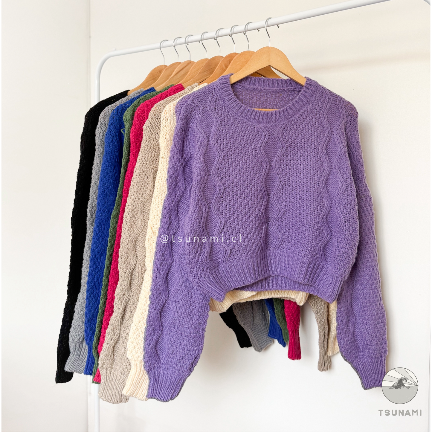 Sweater tejido con diseño en color morado para otoño invierno - Tsunami Tendencia