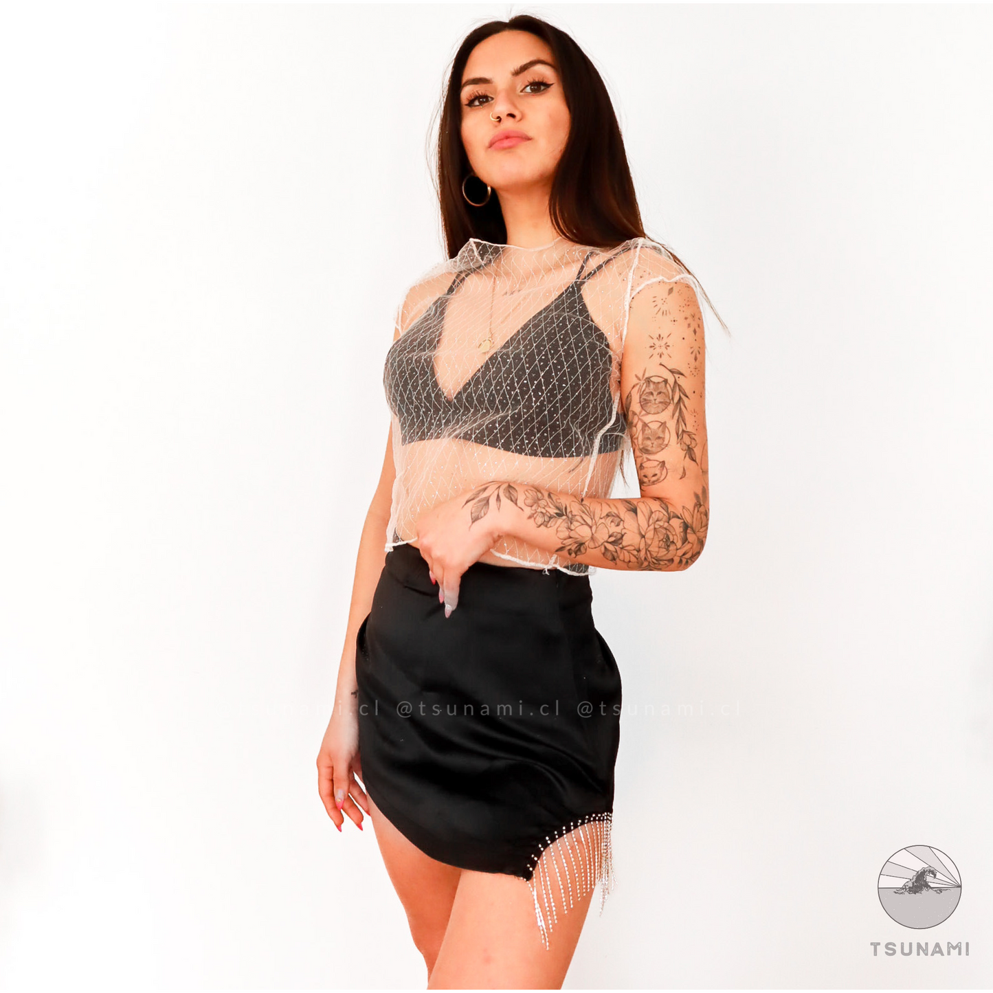 Falda strass