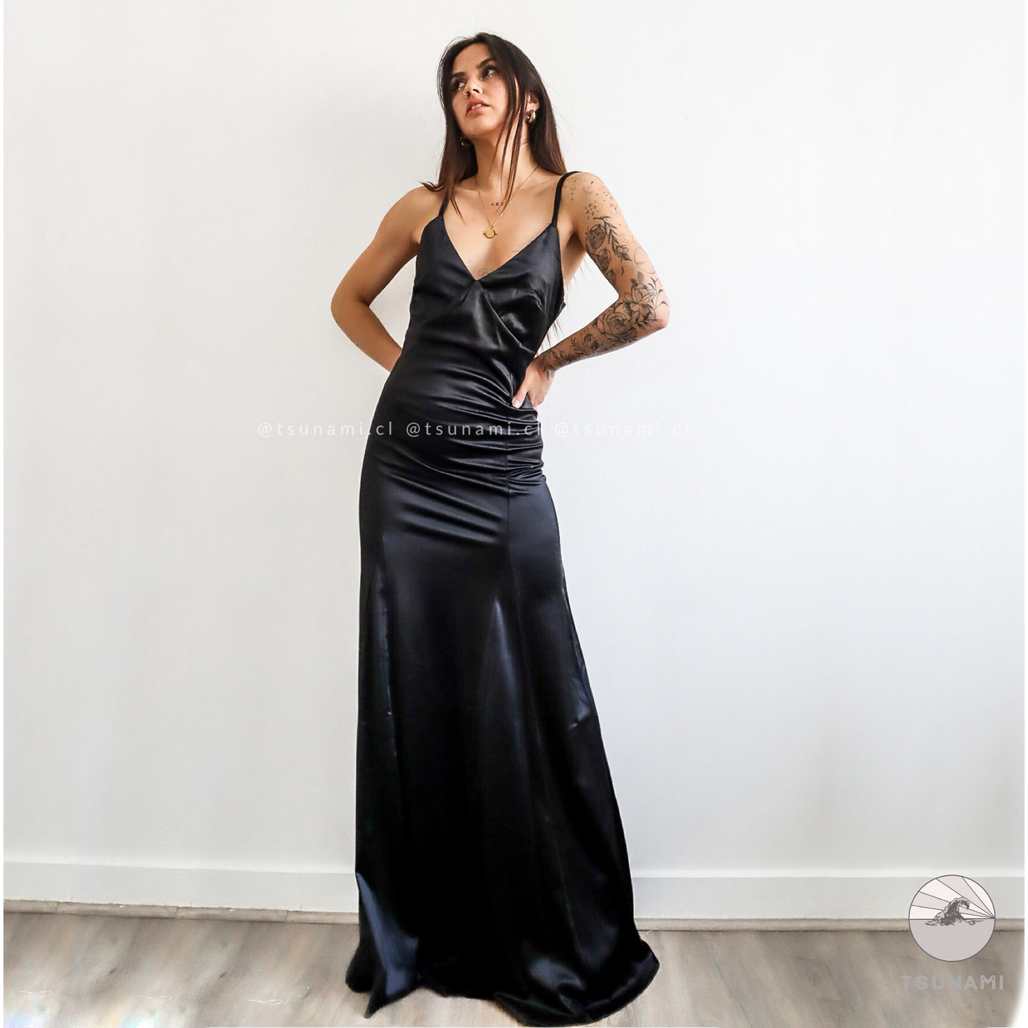 Vestido largo satinado