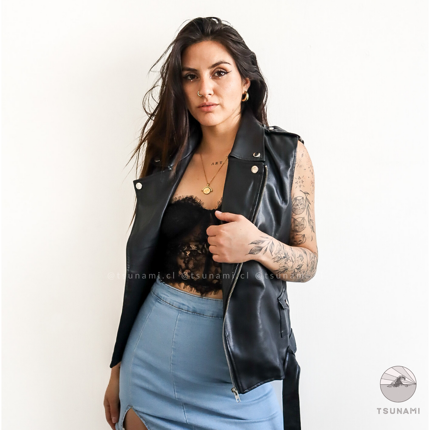 Chaqueta biker sin mangas