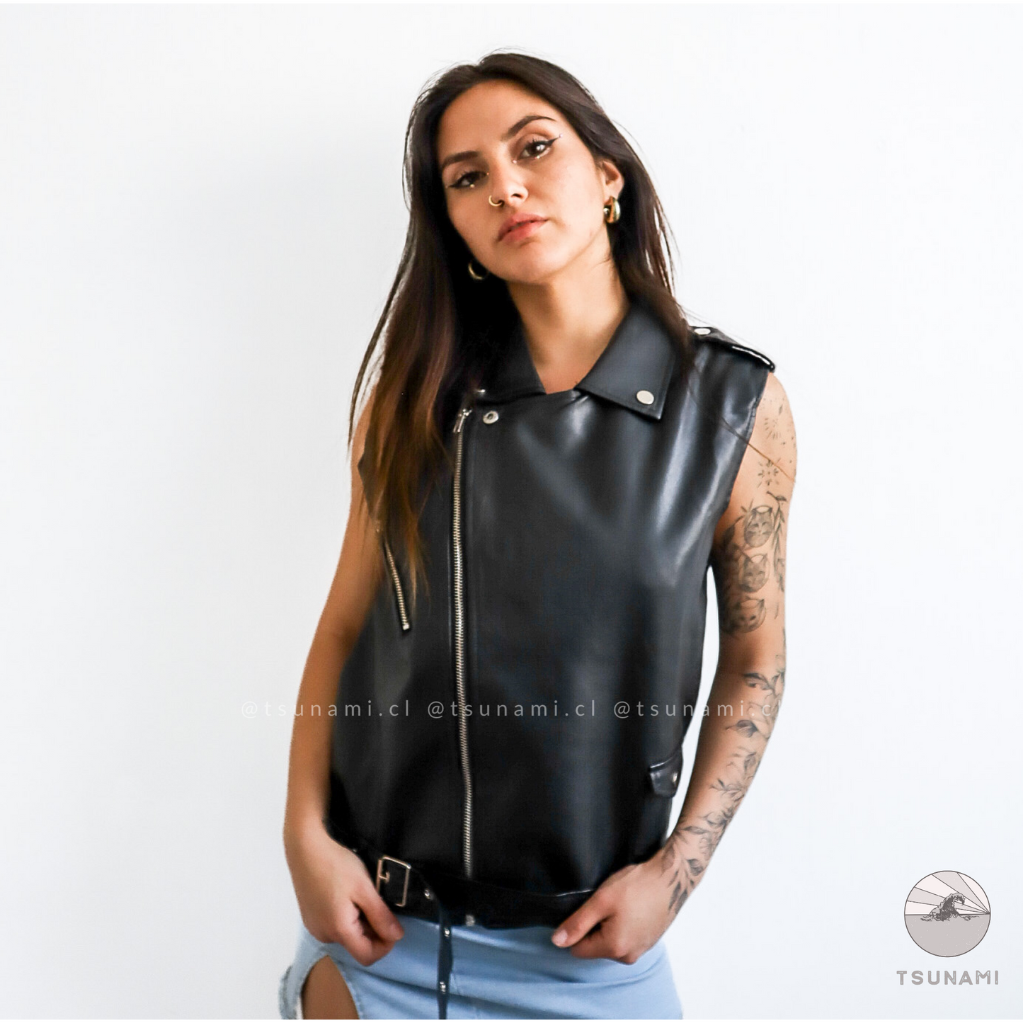 Chaqueta biker sin mangas