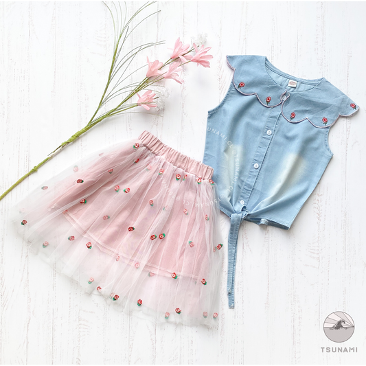 Conjunto blusa y tutú floreado