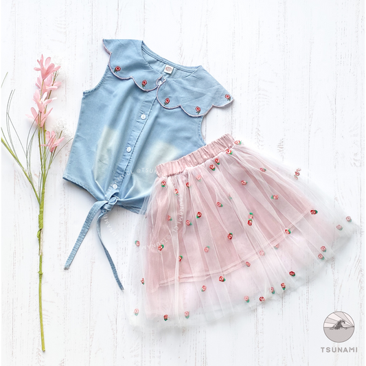 Conjunto blusa y tutú floreado