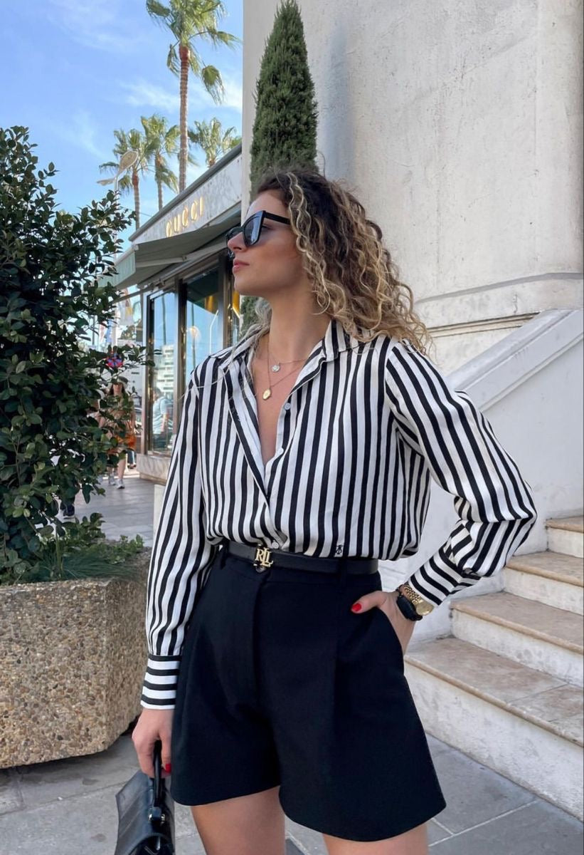 Camisa rayada satinada