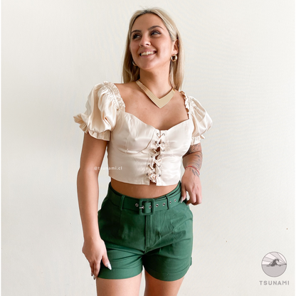 Top satinado manga princesa
