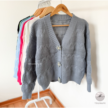 Cardigan con botones de flor