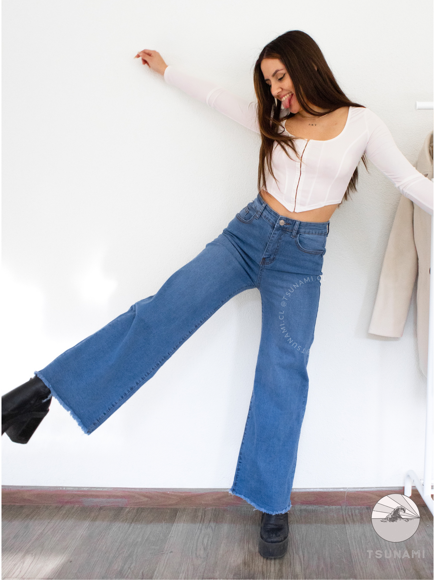 Wide leg mezclilla