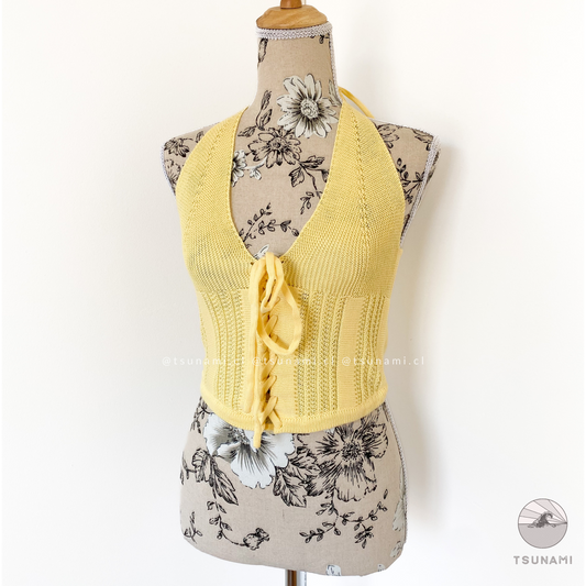 Top tejido halter con lazo