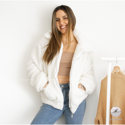 Chaqueta teddy con bolsillos