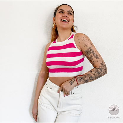 Top halter con franjas