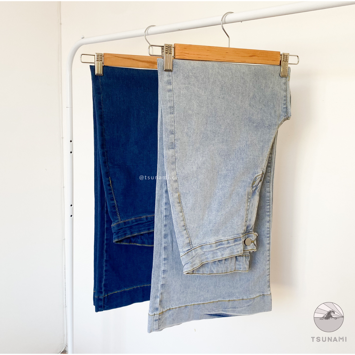 Jeans wide leg doble botón