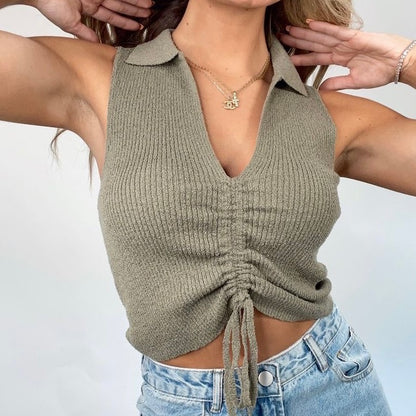 Top recogido con cuello