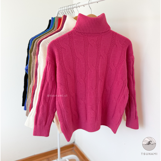 Sueter trenzado cuello alto