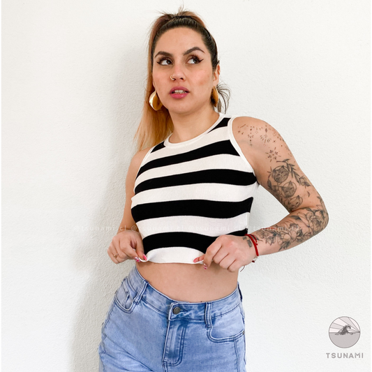 Top halter con franjas