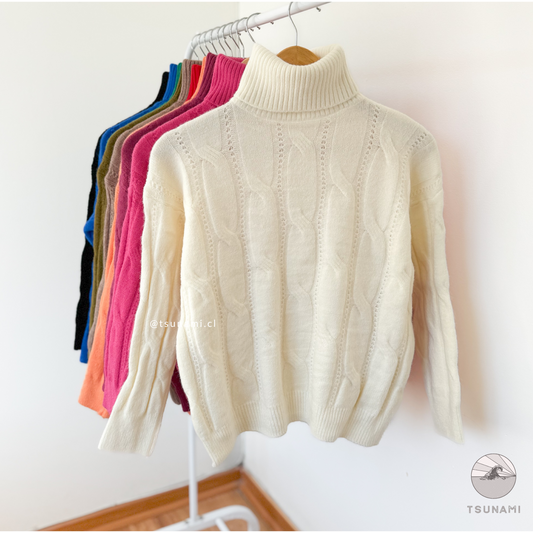 Sueter trenzado cuello alto