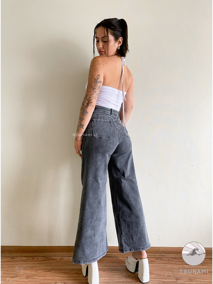 Jeans wide leg deslavado