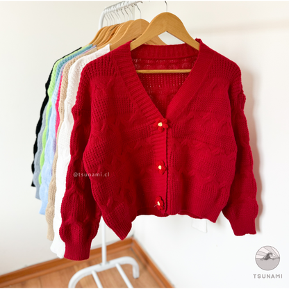 Cardigan con botones de flor