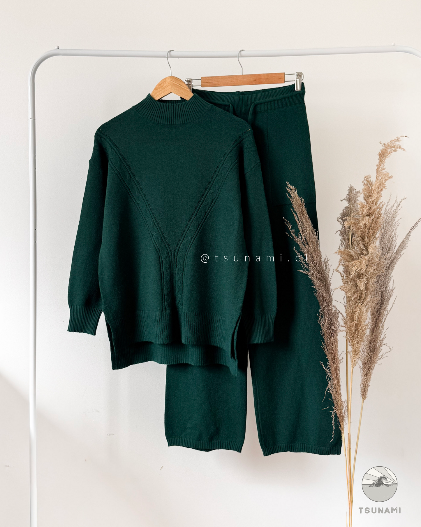 Conjunto Alerce | Conjunto tejido con suéter trenzado y pantalón