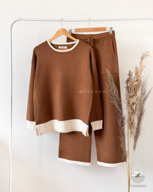 Conjunto Canela | Conjunto tejido bicolor suéter con pantalón