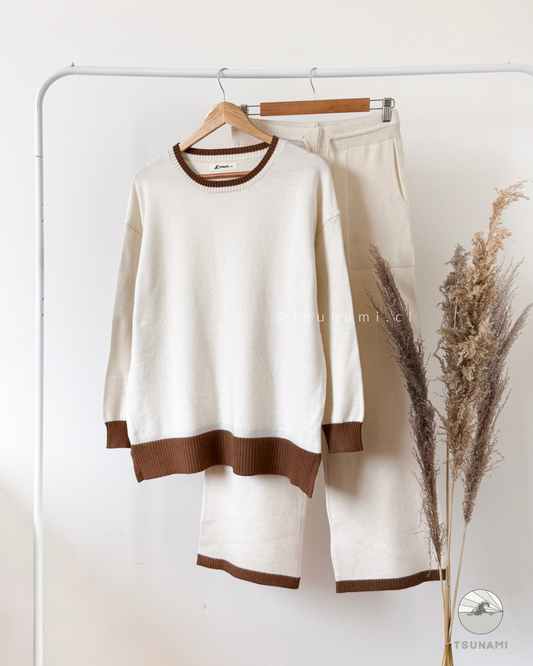 Conjunto Canela | Conjunto tejido bicolor suéter con pantalón