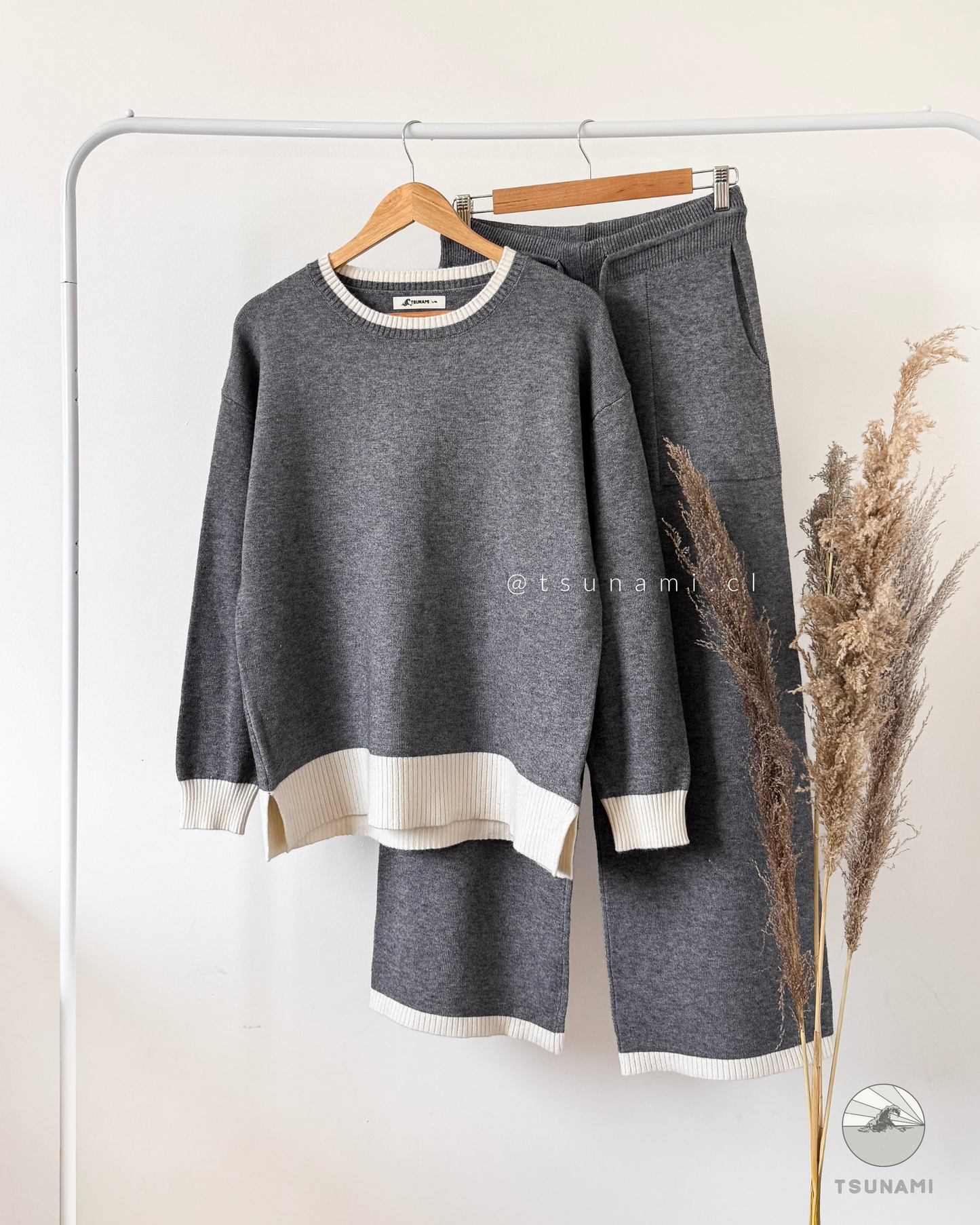 Conjunto Canela | Conjunto tejido bicolor suéter con pantalón