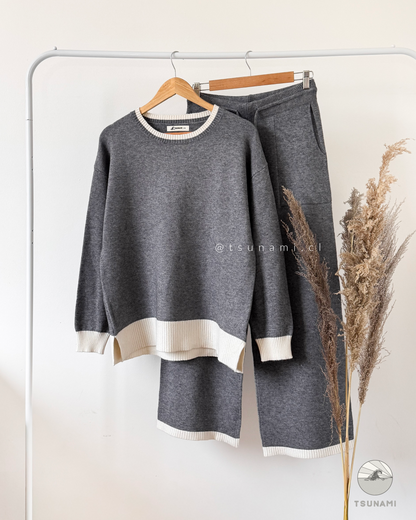 Conjunto Canela | Conjunto tejido bicolor suéter con pantalón