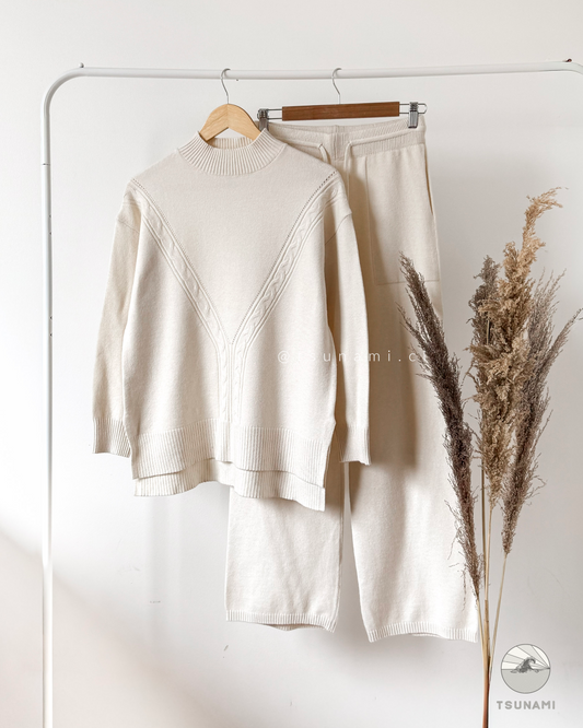 Conjunto Alerce | Conjunto tejido con suéter trenzado y pantalón