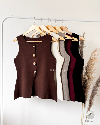 Vest Laurel | Vest tejido con botones dorados