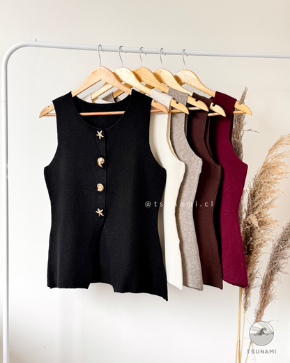 Vest Laurel | Vest tejido con botones dorados