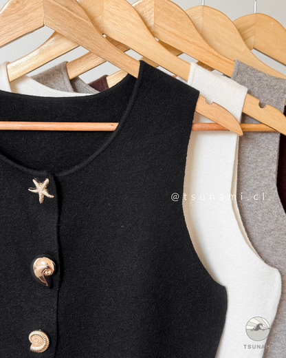 Vest Laurel | Vest tejido con botones dorados