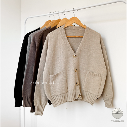 Cardigan abotonado con bolsillos